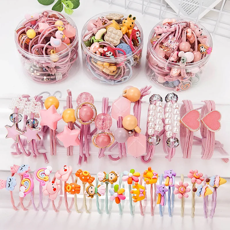 Детская резинка для волос мультяшная в пластиковой коробке с мультяшным рисунком