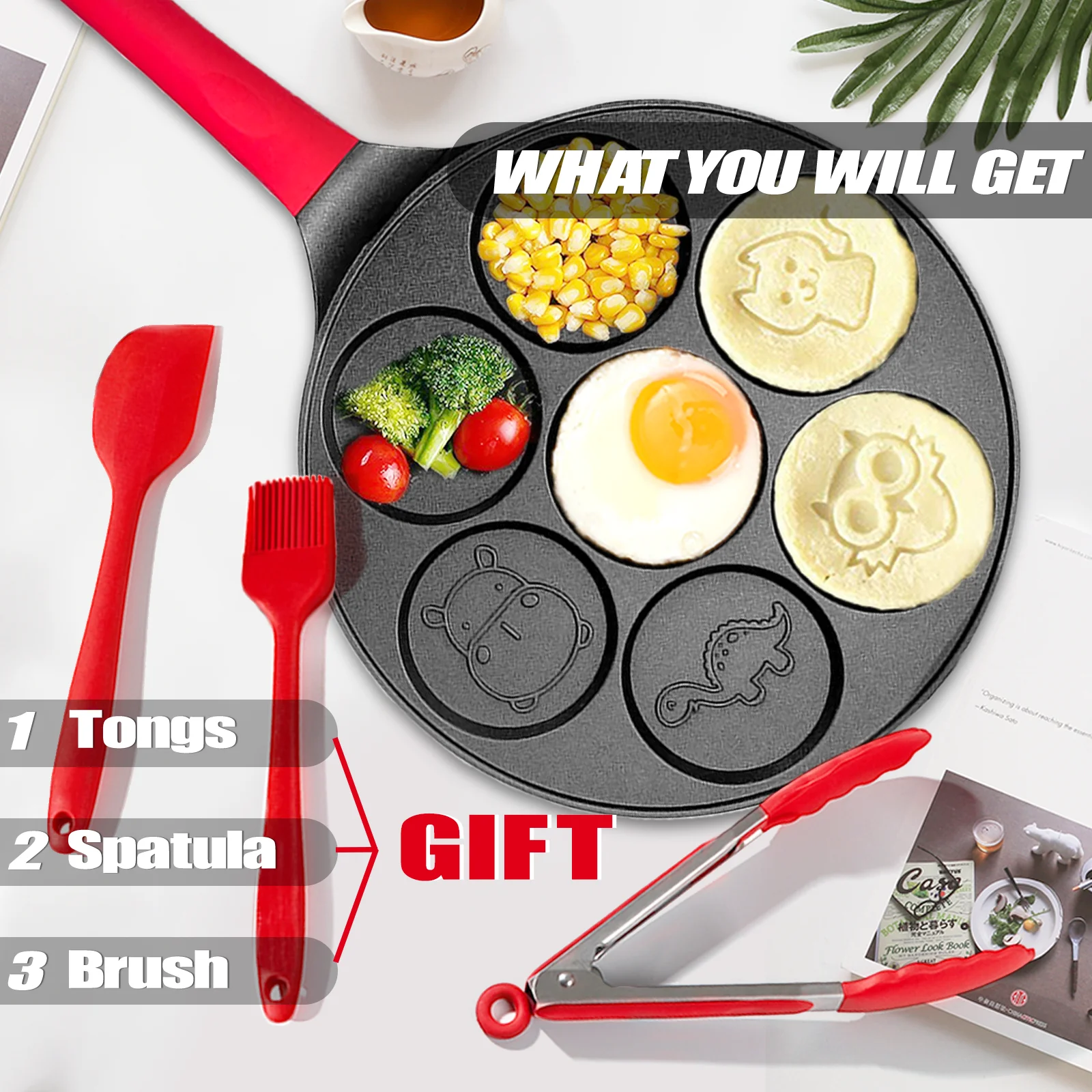 Household Non-stick Induction Pan Cooker Frying Pan Smiley Face Mini Pancake Waffle Pan Commercial