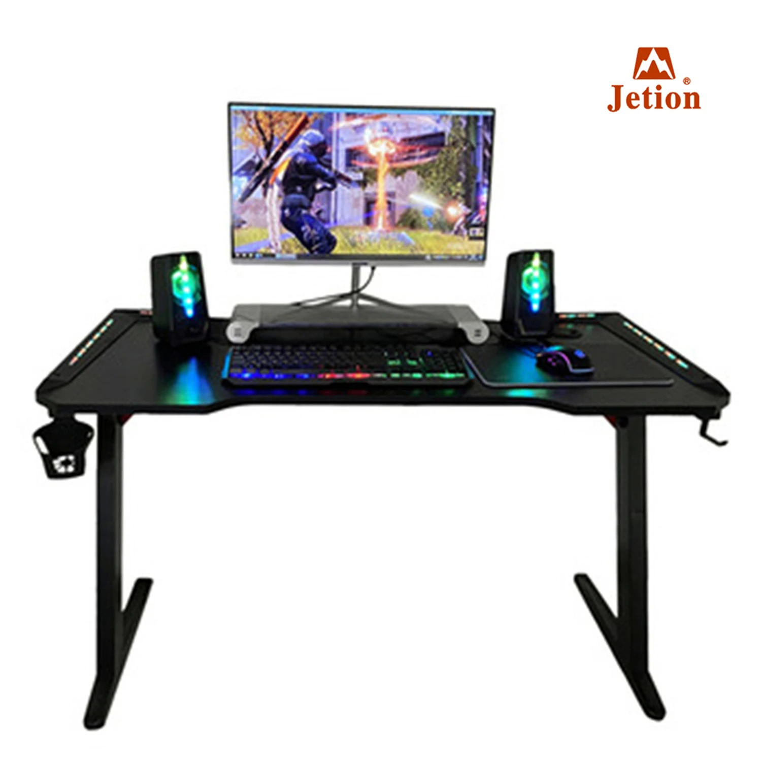 
2021 New design best sell black color RGB multi colors gaming pc game desk table standing gaming desk for gamer 