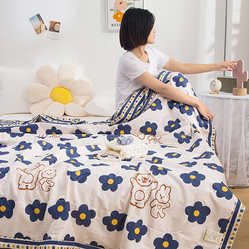 2022 New Printed Summer Cool Quilt for Air-Conditioned Room Office Kids Room Dormitory Cotton Quilt
