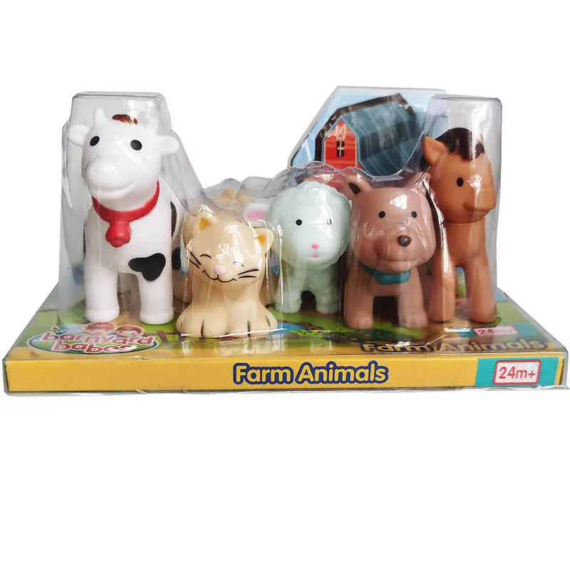 Plastic Farm Animal Figures Toys Realistic Mini Cow Dog Sheep Learning Educational Soft PVC Animal Figurines Toy