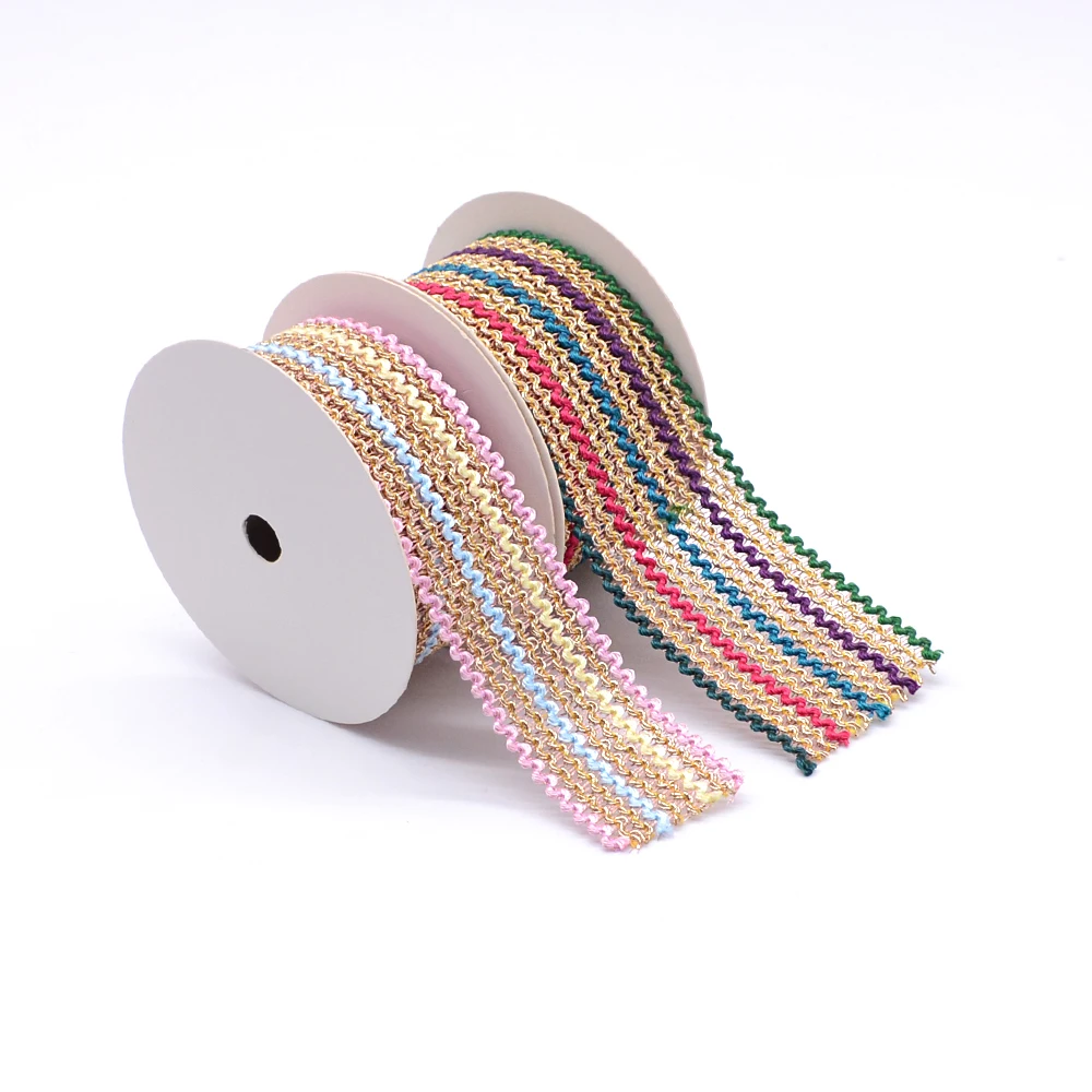  Изготовленная на заказ Полиэстеровая лента для вязания крючком золотистая металлическая