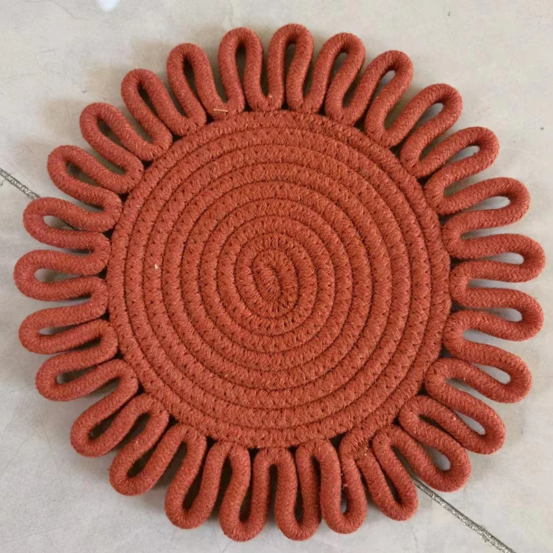 Round Placemats Cotton Woven Place Mats Round Table Mats Heat Resistant Washable Placemats for Dining Table