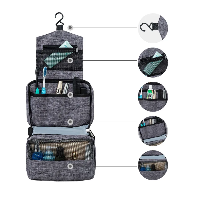 Promotion custom Foldable Travelling Man Toiletry bag Waterproof Hanging Women Toilet Wash Bag