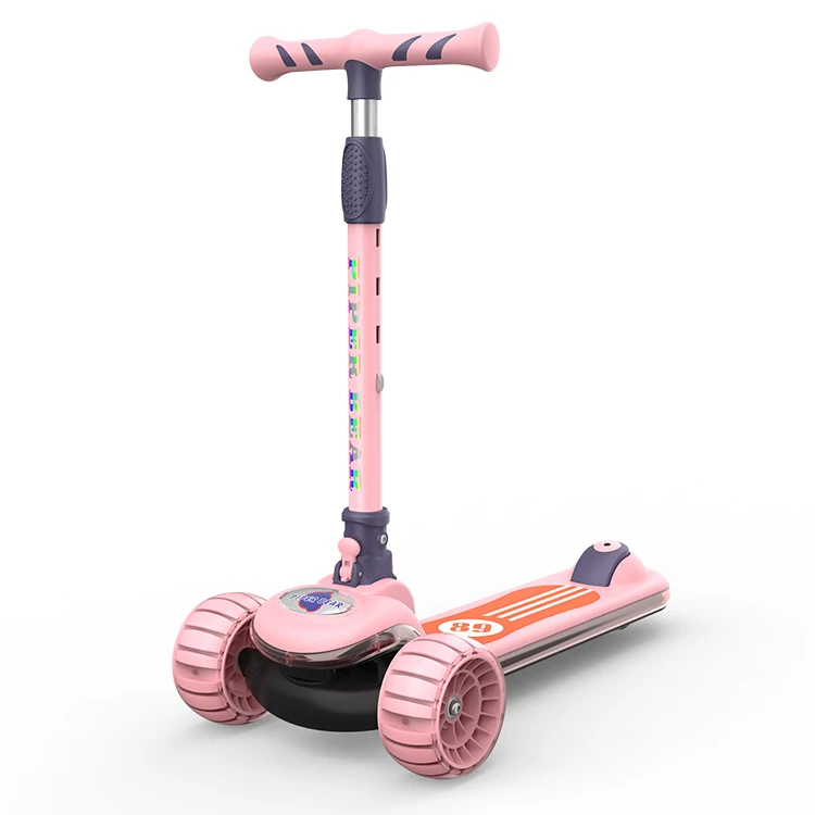 Лёгкая Алюминиевая Электронная ручная тележка, Горячая вес гибкий регулируемый по высоте складной удобное хранение светодиод мигает большой 3-колёсный Детский самокат