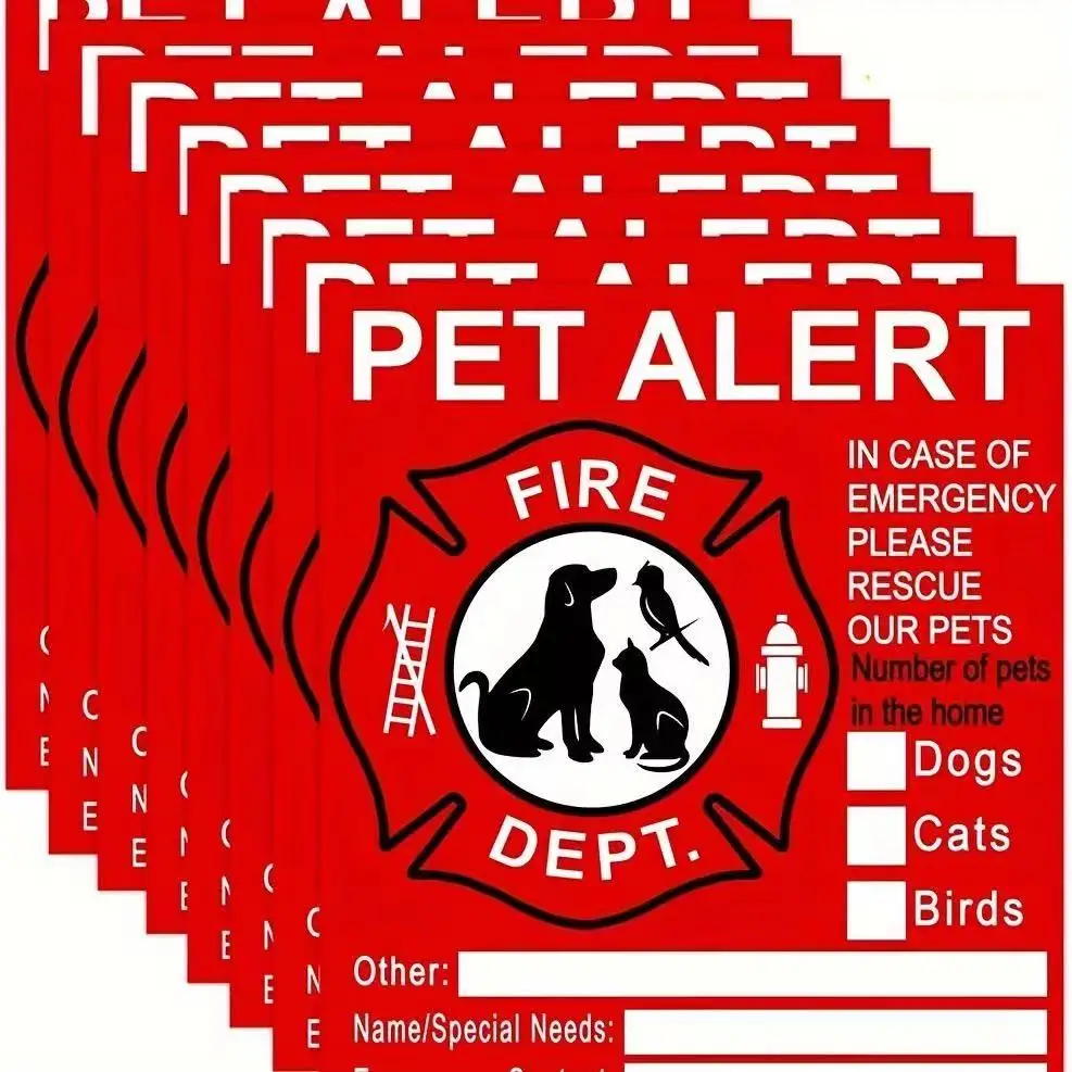 Pet Alert Safety Fire Rescue Sticker Save Our Cat/Dog Firefighters will See Alert on The Window Door or House
