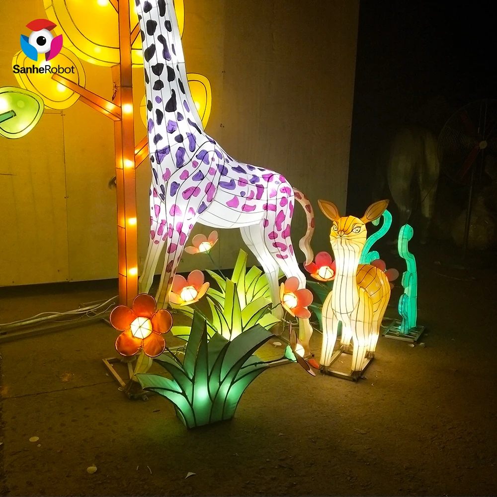 Festival Traditional Nylon Chinese Animal Giraffes Lantern