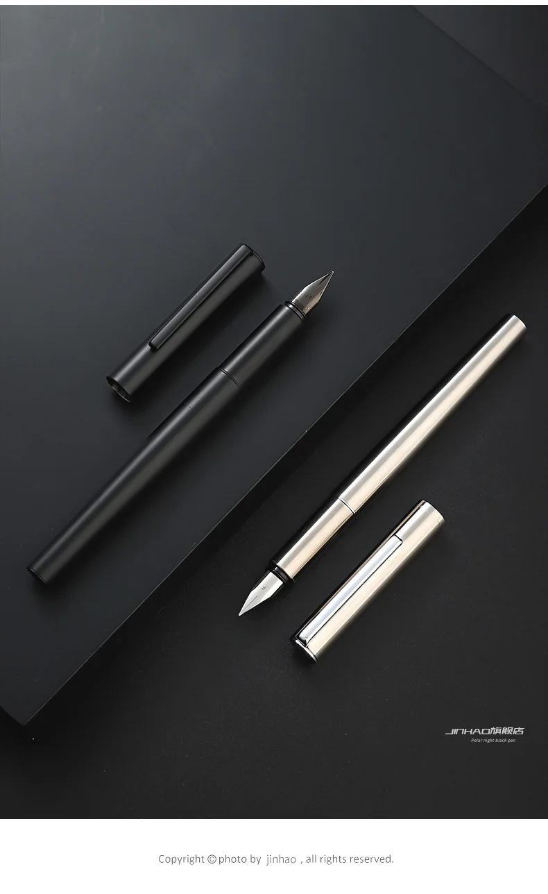 Jinhao 35 Fountain Pen Steel Barrel Airplane Extra Fine Tip Ink Pens School Writing Calligraphy