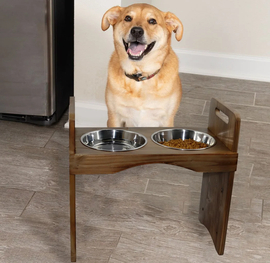 Hot selling Cat and Dog Stainless Steel Bowl, Wooden Pet Table Food and Water Bowls, Adjustable Height Cat and Dog Feeder