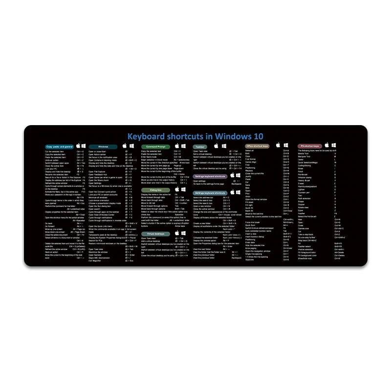 Factory Price Wholesale OEM/ODM large computer gaming mouse pad cheap gaming mouse pad English shortcut key custom mouse pad