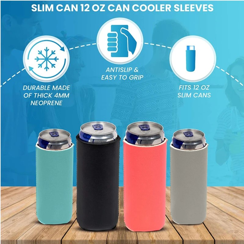 Promotional Blank Custom Insulated Neoprene Stubby Holders Stitched Bottom Beer Bottle Can Drink Sleeve Coozies With Logo