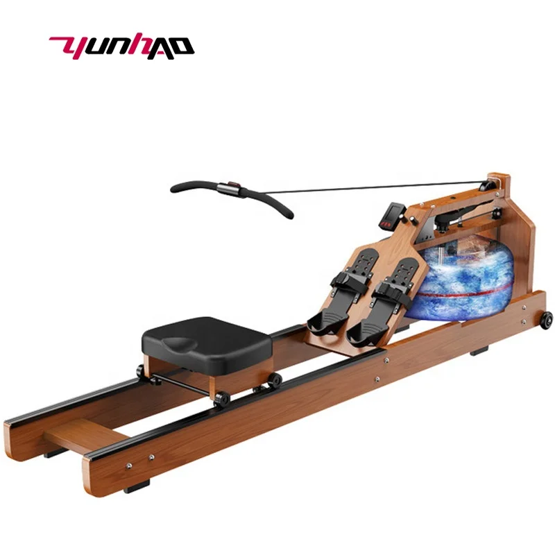 hot sale indoor sports fitness double track wooden rowing machine