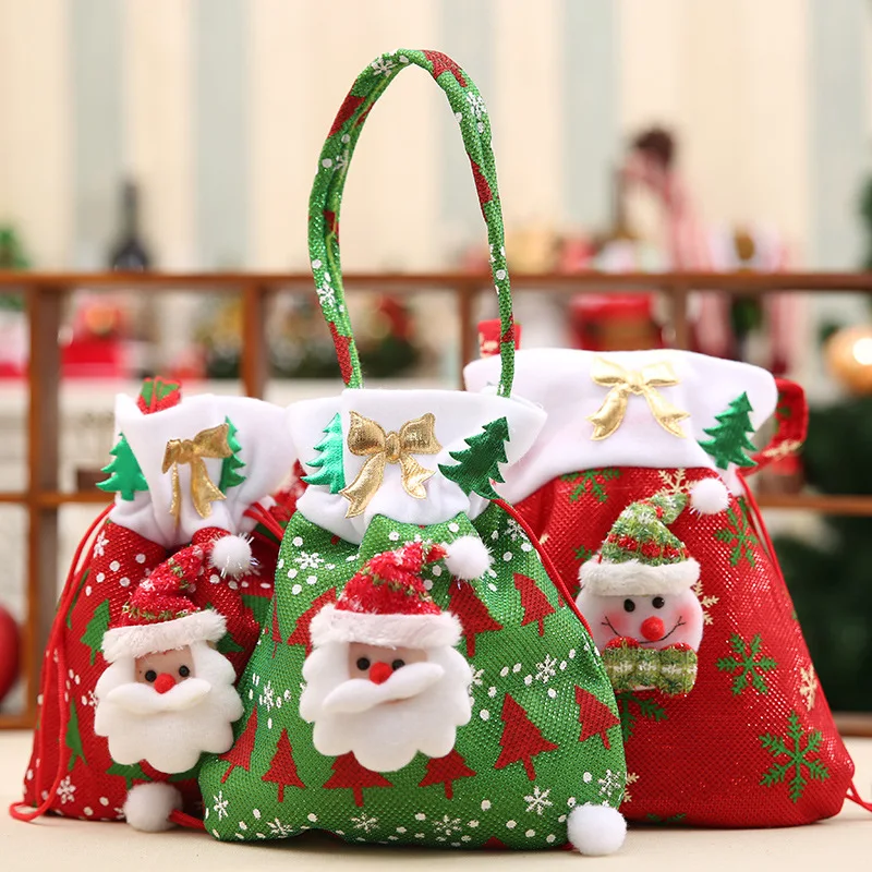 Christmas Gift Handbag Drawstring Candy Bag Merry Christmas Sweet Candy Bags Present Bag Home Party Xmas Decoration