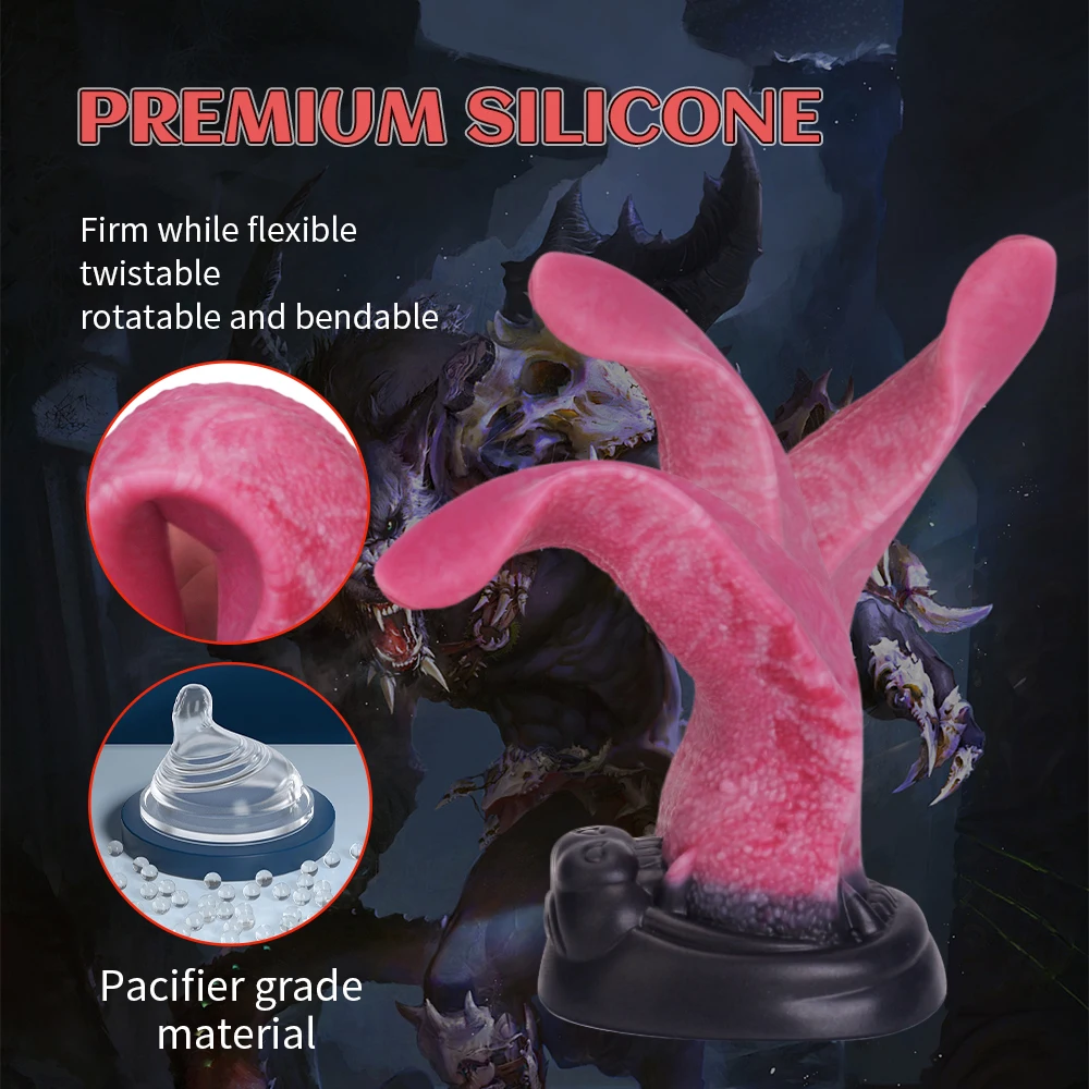 7inch Realistic Silicone Tongue Dildo Monster Cock for Anal and Riding Pleasure Anal Sex Toy for Women Men Couple Masturbation