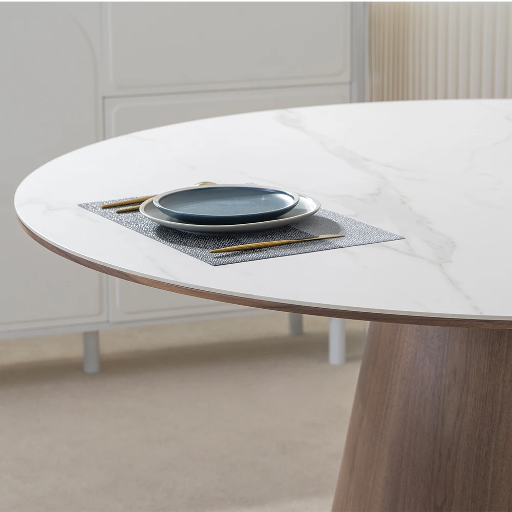 Simple round ceramic dining table