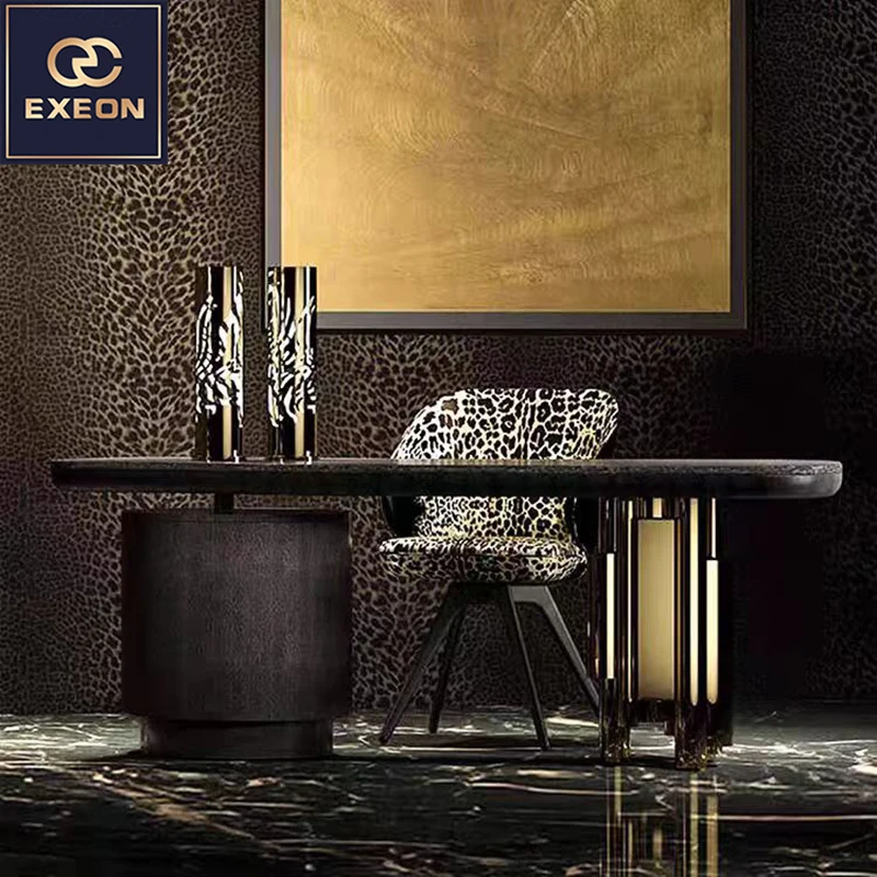 Modern Luxury Solid Wood Desk Hign End Home Office Furniture Table Design Metal Presidential Custom Desk