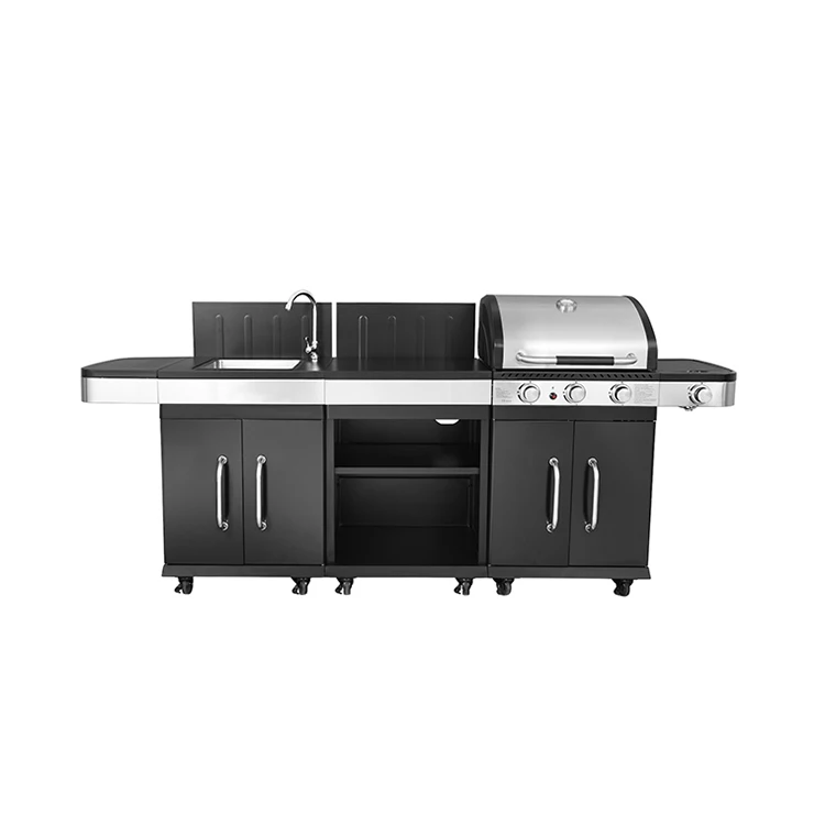 Wholesale Kitchen Cast Iron Cooking Grill With Sink And Cabinet Adjustable Height Gas Grill