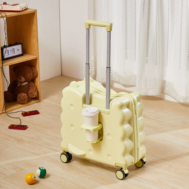 New arrival Cheese biscuit shape 18 inch hard shell suitcase with universal wheels custom suitcase