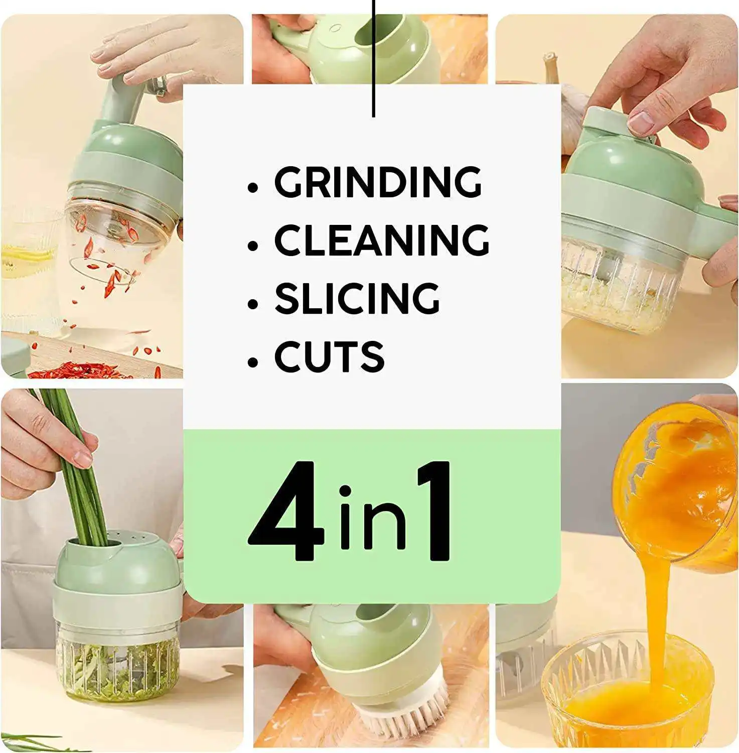4 In 1 Portable Multifunctional Veggie Chopper Handheld Electric Vegetable Cutter Set