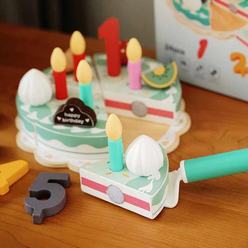 Hot Sell Pretend toys Wooden simulation birthday gift children educational toys birthday fruit cake cutting fun for kids