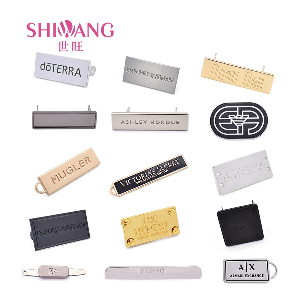 Handbag Hardware Accessories Factory Custom Logometal Clothing Label Brand Name Tag Metal Letter Plate for Bag