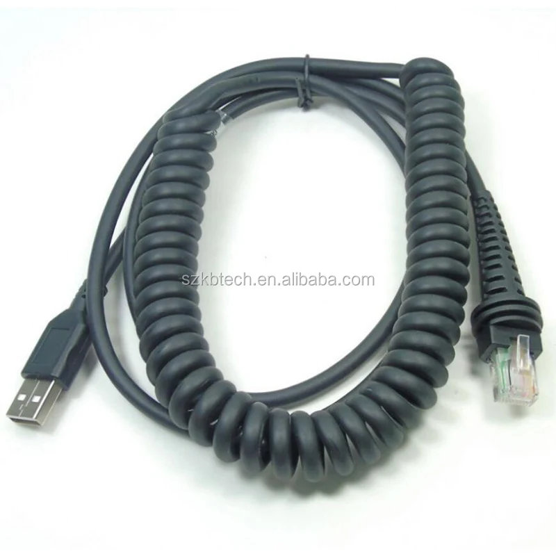 Спиральный удлинитель с USB на RJ45 10P10C для сканеров штрих-кодов Honeywell 1900GHD1300G1400G