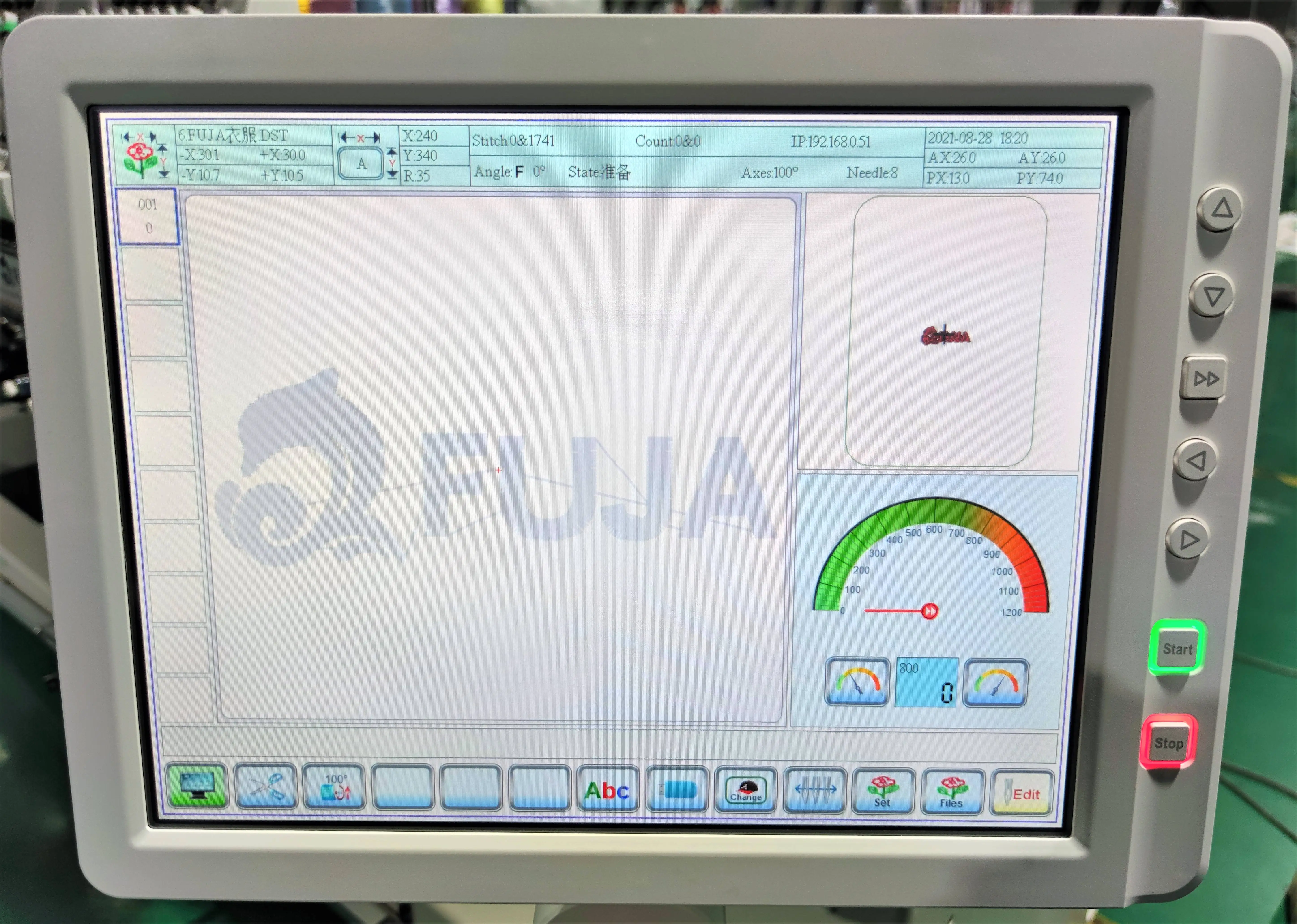 FUJA High Quality Industrial T shirt Hat 6 Heads 12 Colors Computerized Tajima DST Format Embroidery Machine Price