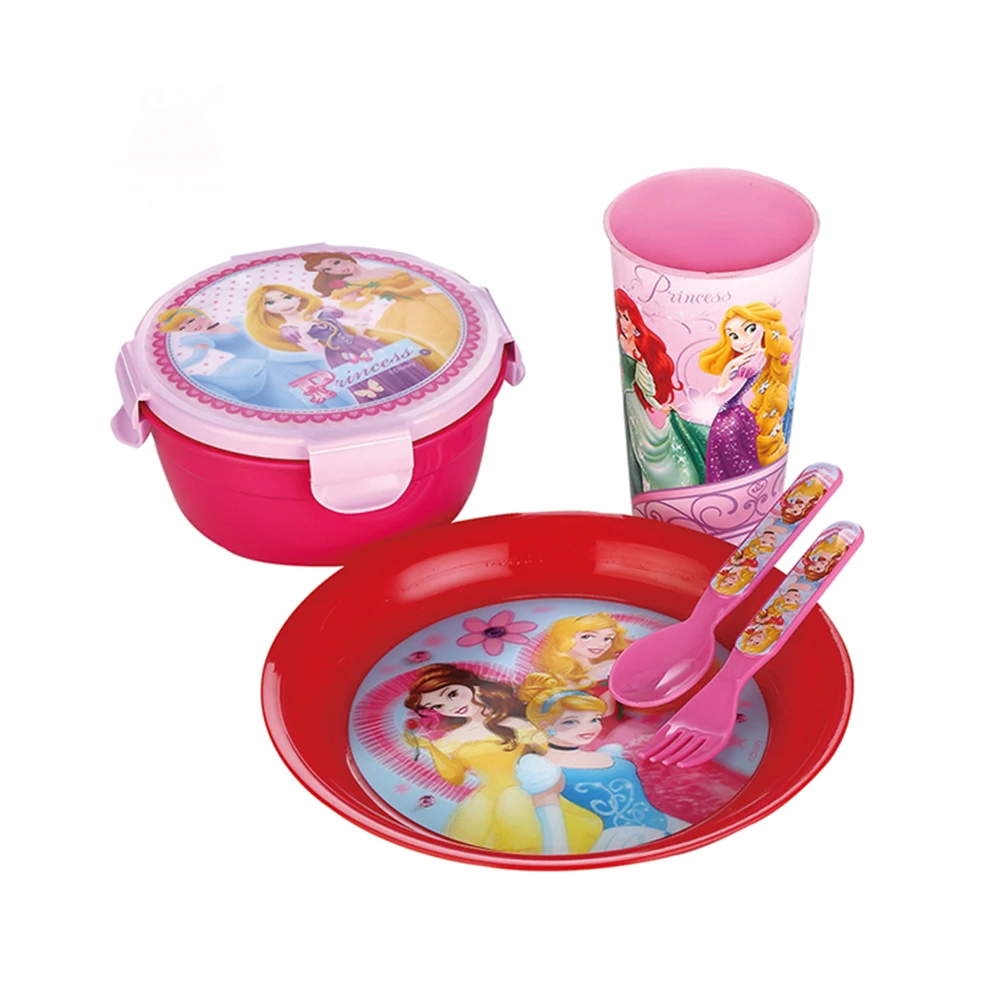 
Best price wholesale promotional 3d lenticular plastic cartoon cups plates fork and spoon bowls gift set for sale 