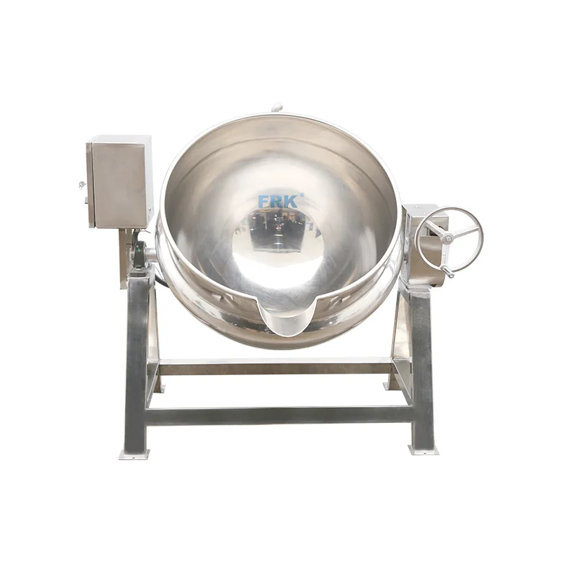 50l small gas / electric / steam heating tilting boiling pan cooking pot jacketed kettle with mixer