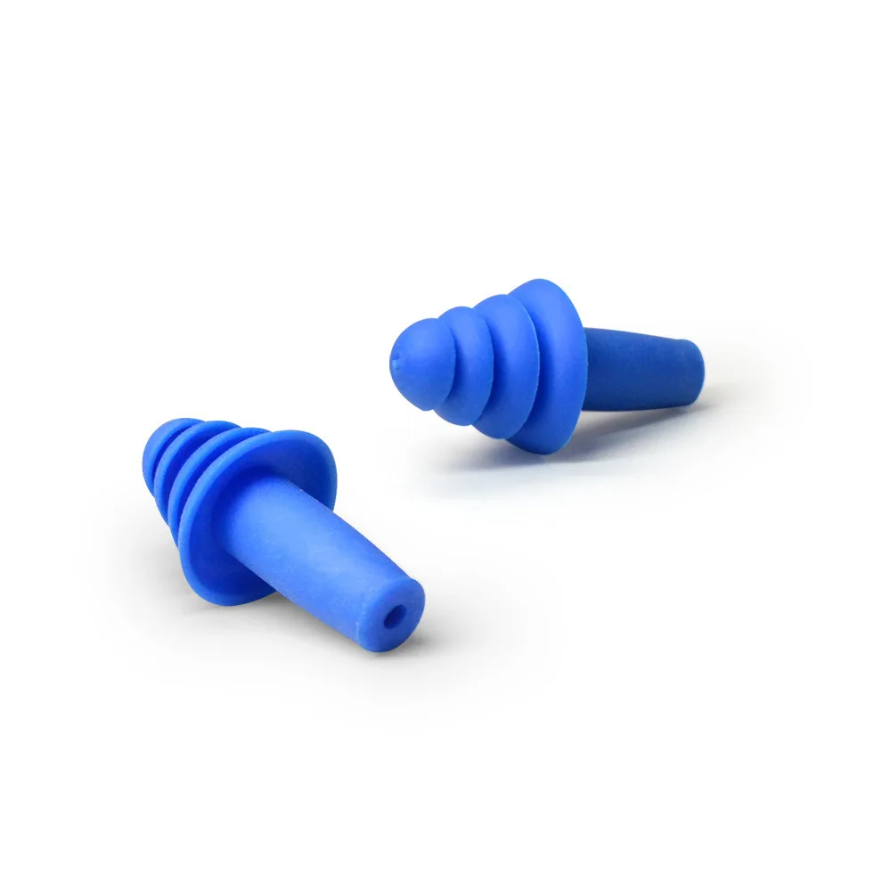32db Corded Blue Silicone Earplugs Safety Four-Layer Noise Reduction Earplug with Wire without wire Reusable Accessories 100/BOX