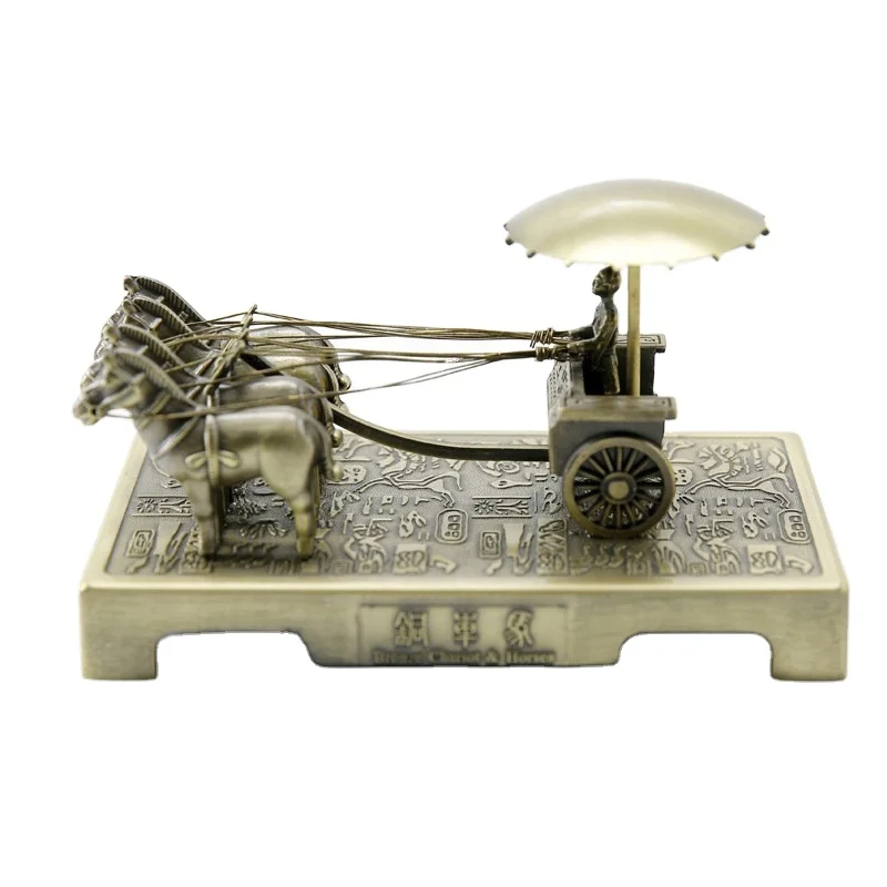 
Antique Bronze Craft Qin Shihuang Terracotta Warrior ornaments Car Horse Metal 