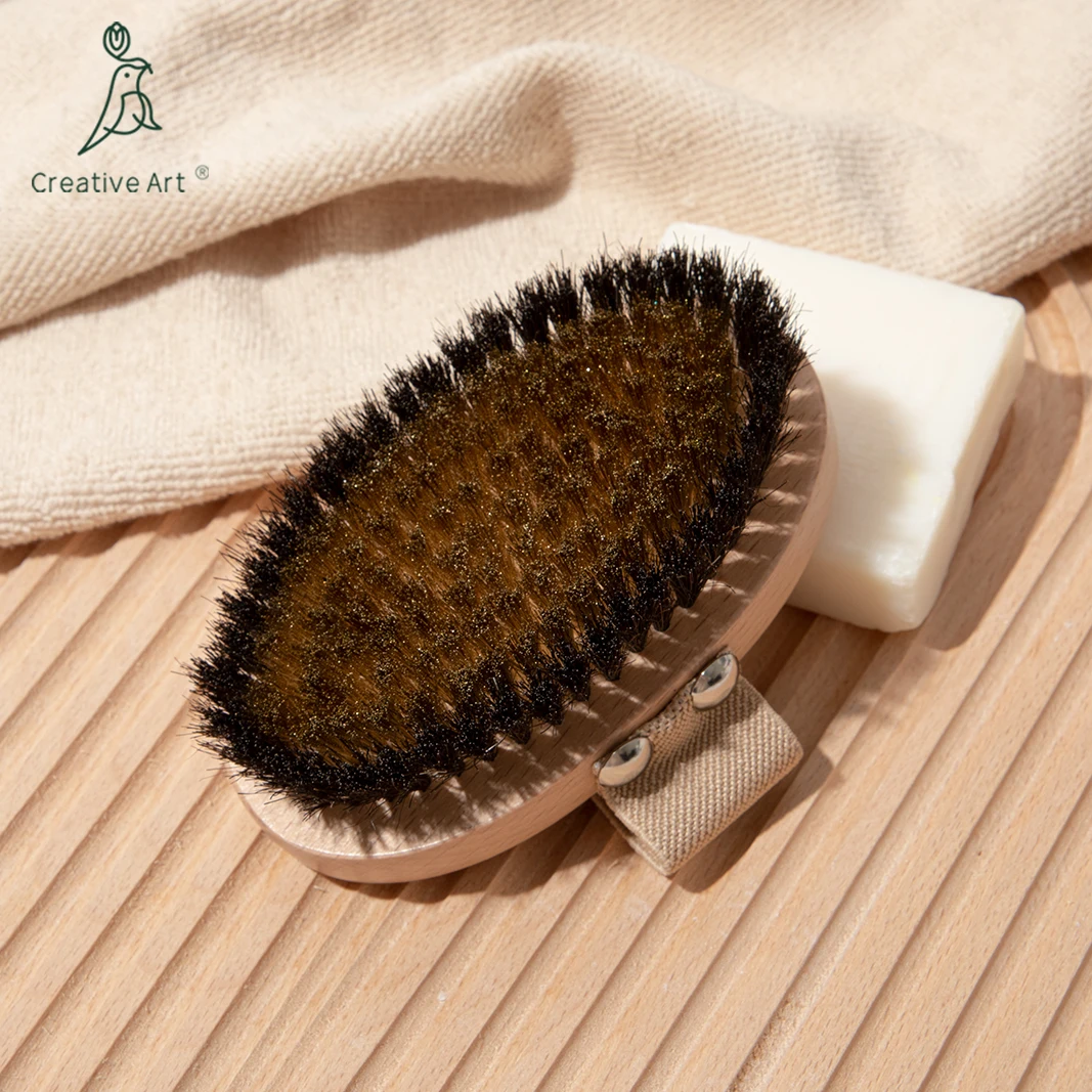 Wholesale Skin Wet Or Dry Shower Brush Black Body Bath Brush With Soft Boar Bristle  Buy Private Label Dry Skin