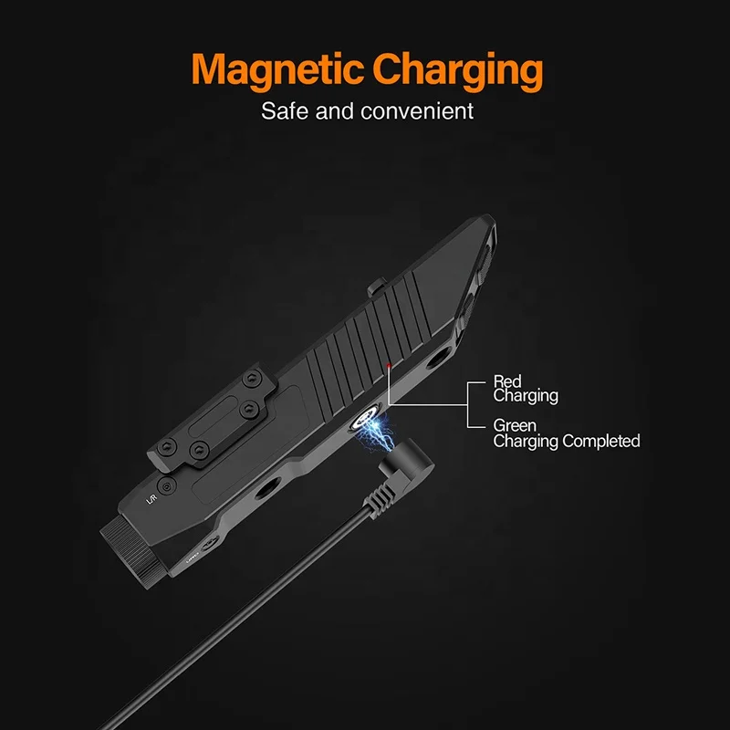 Tactical Flashlight 1450 Lumen 2 in 1 PIC Rechargeable High for Far-reaching Beam Low Profile and Lightweight