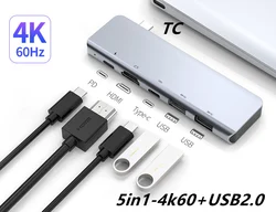 Type C to USB 3.0 Hub 5in1 7in1 Docking Station Hub 3.0 PD  RJ45 10 100M for Ultra-thin notebook