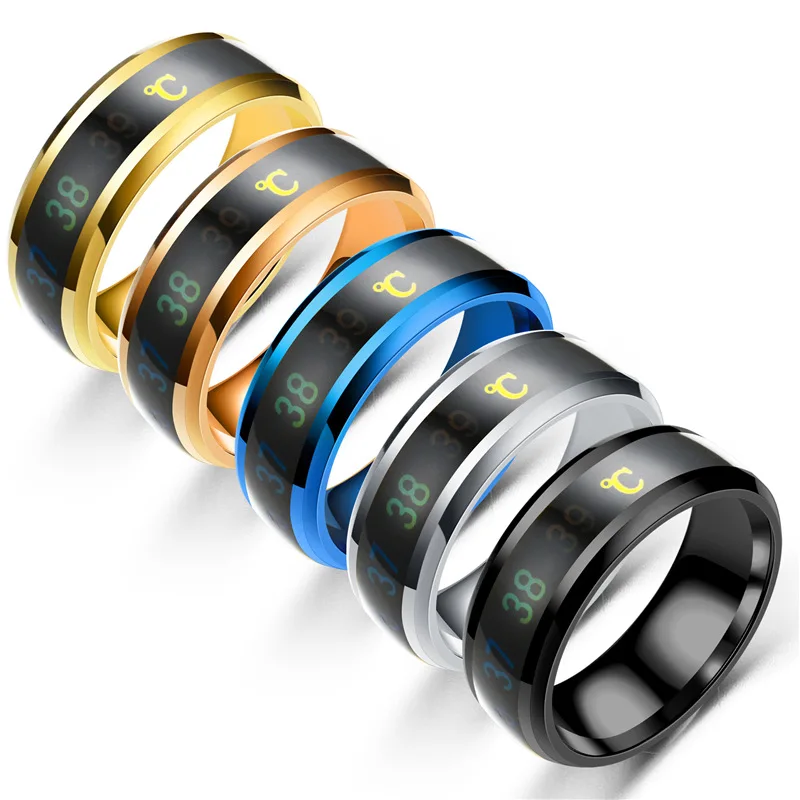 New Technology Design Customized Titanium Steel Intelligent Sensor Body Temperature Ring Couple Ring
