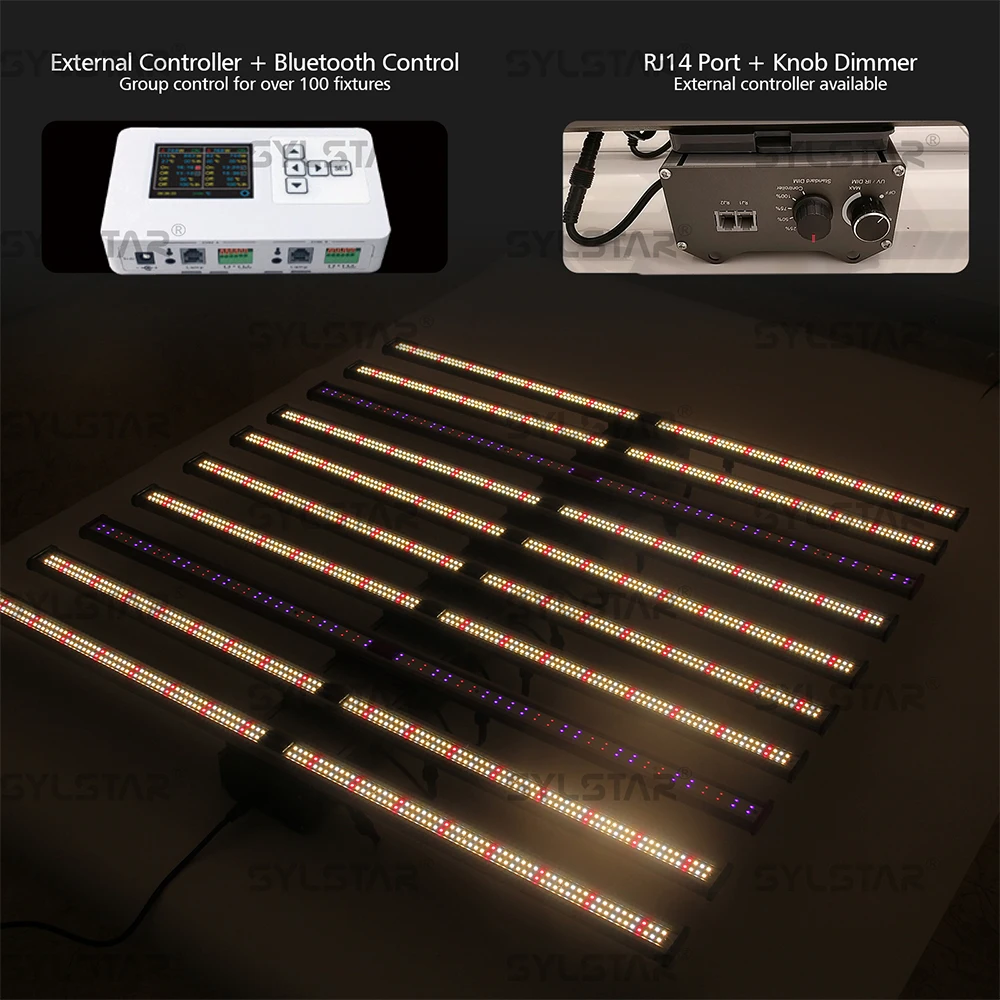 Sylstar Stock Available 10 bars 800w Independent Dimmer Control UV IR With Full Spectrum Samsung LM301b Chips LED Grow Lights