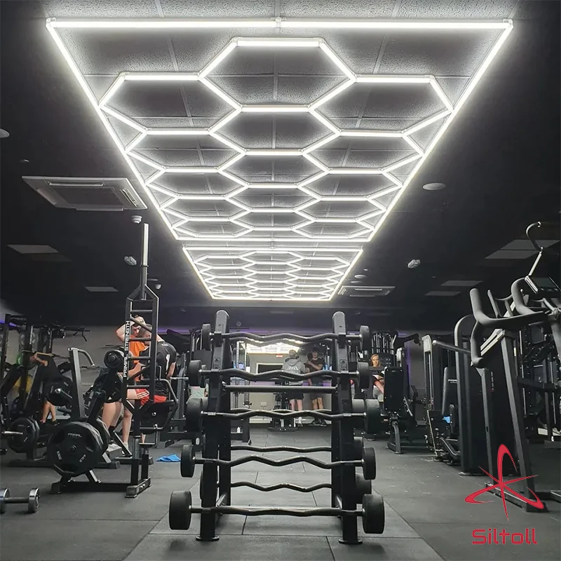 Hexagonal Led Lights Commercial Honeycomb Auto Detailing Light 6500K Hex Grid Lighting for Garage Ceiling Design