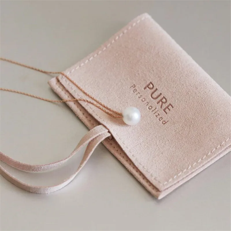 Fashion Button Flat Packaging Jewelry Pouch Small Blue Pink Pocket Envelope Velvet Jewelry Bag