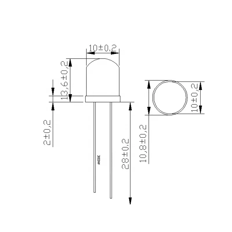 Yellow emitting diffused Len LED Diode 10mm round head led long foot Light beads light-emitting diode