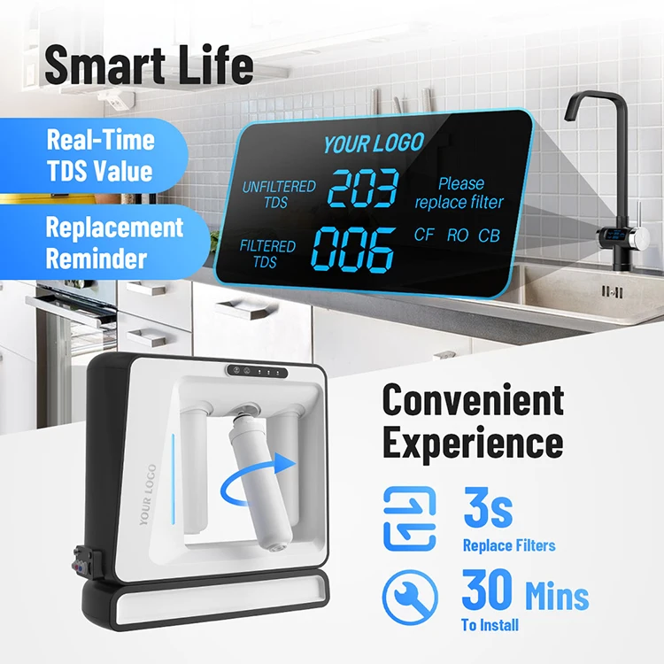 600 GPD Drinking Water Purifier CE and NSF Certified Under Sink Water Purification Reverse Osmosis System