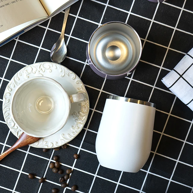 
Wholesale customized 12oz Stemless stainless steel wine mug with straw 