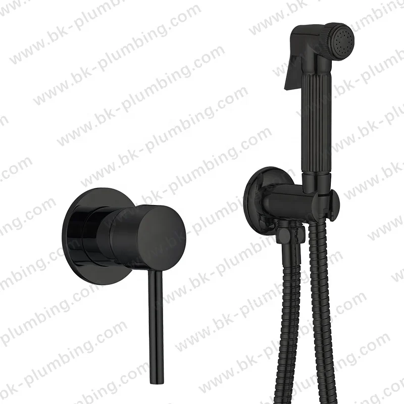 Grifo Bidet Empotrado Higienico Negro Redondo