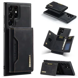 Роскошный Карманный чехол для карт Samsung S22 Магнитный съемный кожаный чехол-кошелек Galaxy Ultra