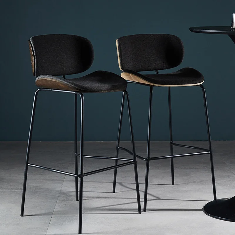 High Quality Modern Bar Stool Wood Fabric Bar Chair Luxury Metal Kitchen Club Bar Chairs