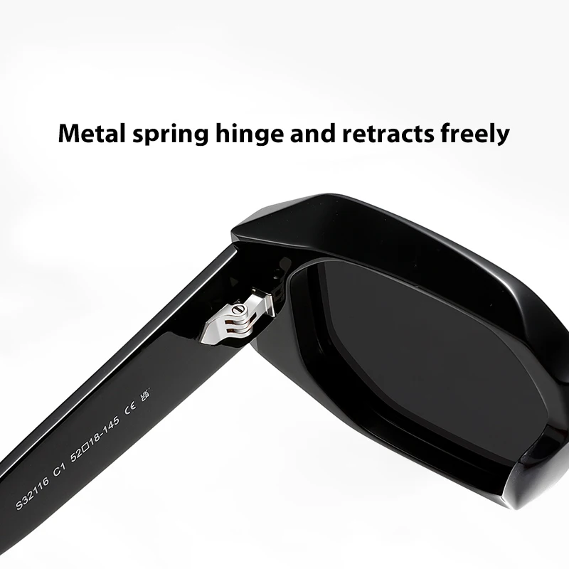 Geometric Acetate Square Sharp Contours Sunglasses for Women with Metal Rivets Decoration Sun Glasses for Men and Women