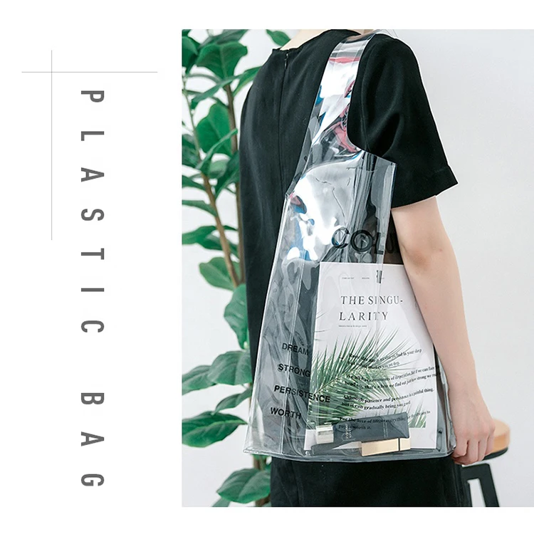 Good quality reusable strong custom logo transparent pvc shopping bag