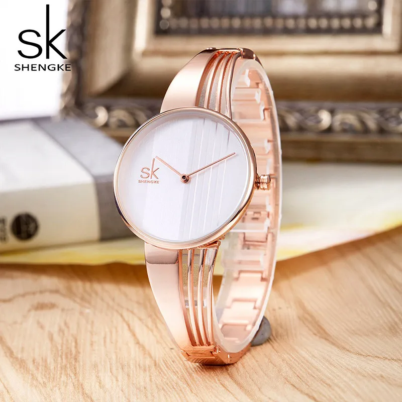 Shengke Brand 12 Styles Charm Women Jewelry Set Rose Gold Steel Quartz Watches Crystal Necklace Earring Set Ladies Fashion Gift