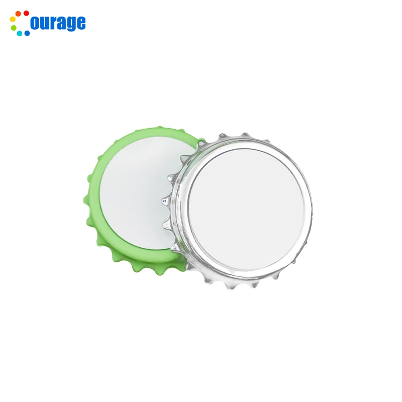 Custom printing plastic bottle opener fridge magnet sublimation blank with aluminum sheet