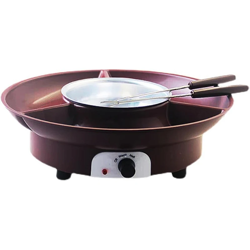 25W Electric Fondue Pot Kit Chocolate Fondue Maker Electric Fondue Set with 4 Forks and Tray