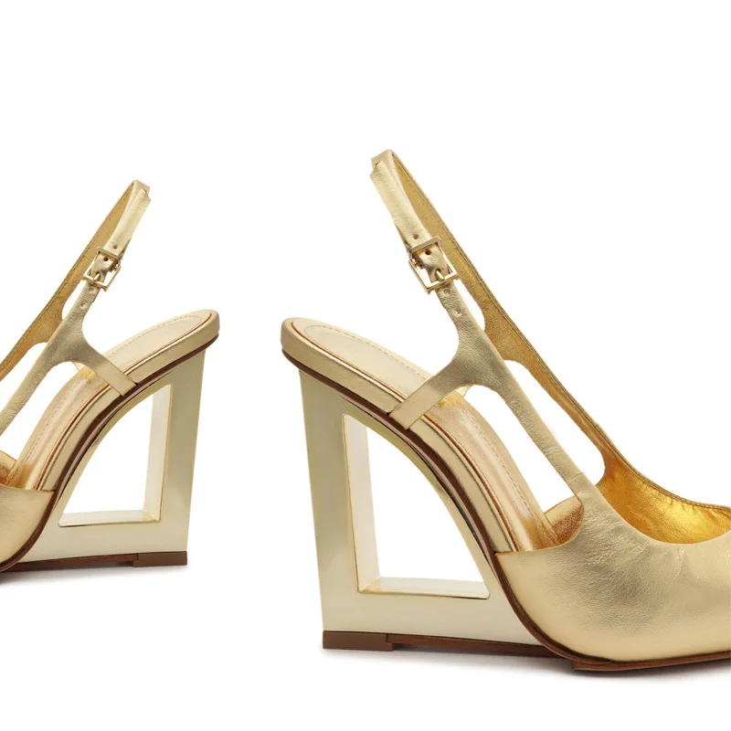 Custom Slingback Heels Manufacturer Women Sexy Party Shoes Wedge Mental Heels Pumps Customized Slingback Special Heels Shoes